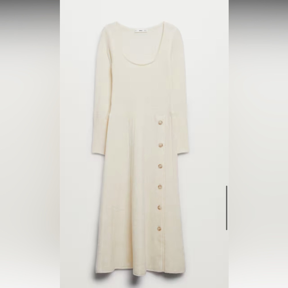 Mango Button Knit Midi Dress